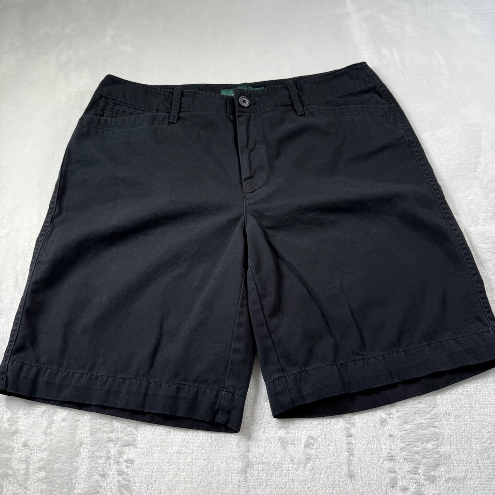 Lauren Ralph Lauren Chino Shorts Womens 6 Black Cotton Mid Rise Classic Summer